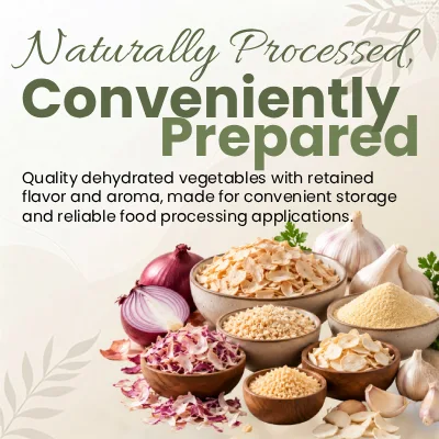 Bulk dehydrated and dried vegetables for food manufacturing